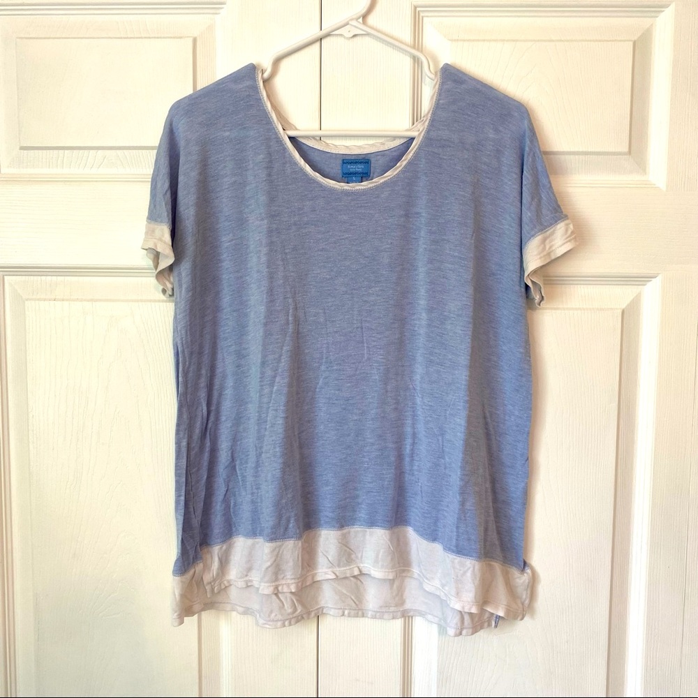blue and white top